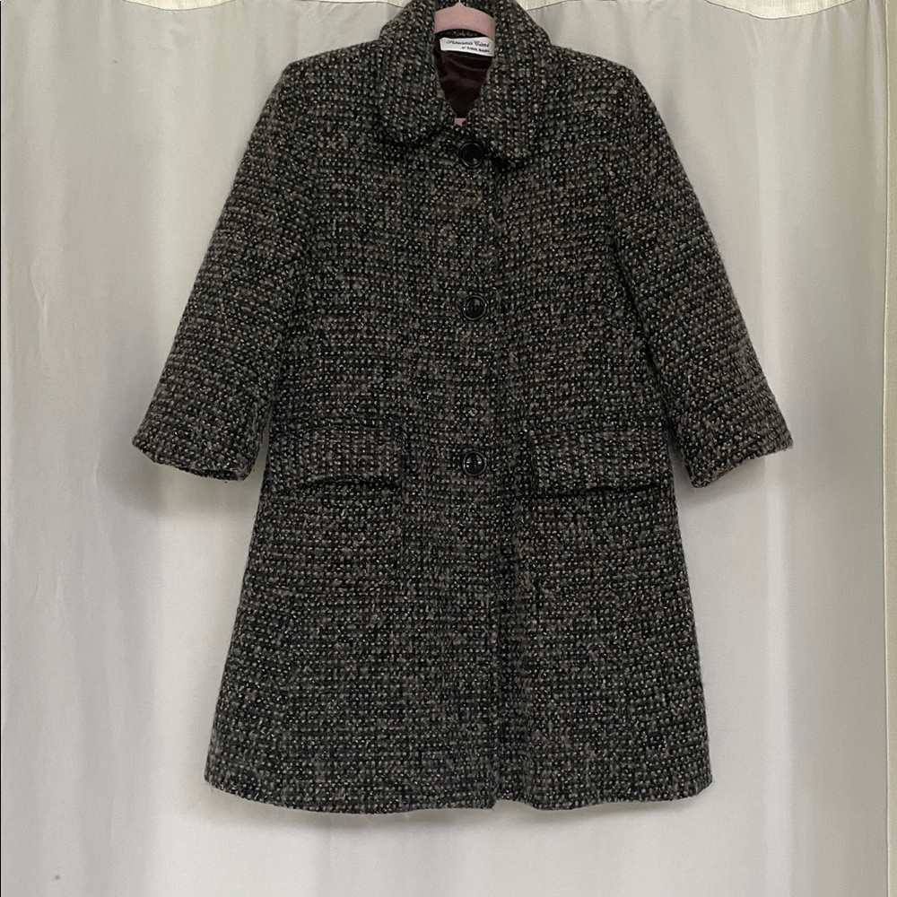 Silvana Cirri By Cisil Baby Elegant Girls Size 4 Black / Grey Tweed coat.